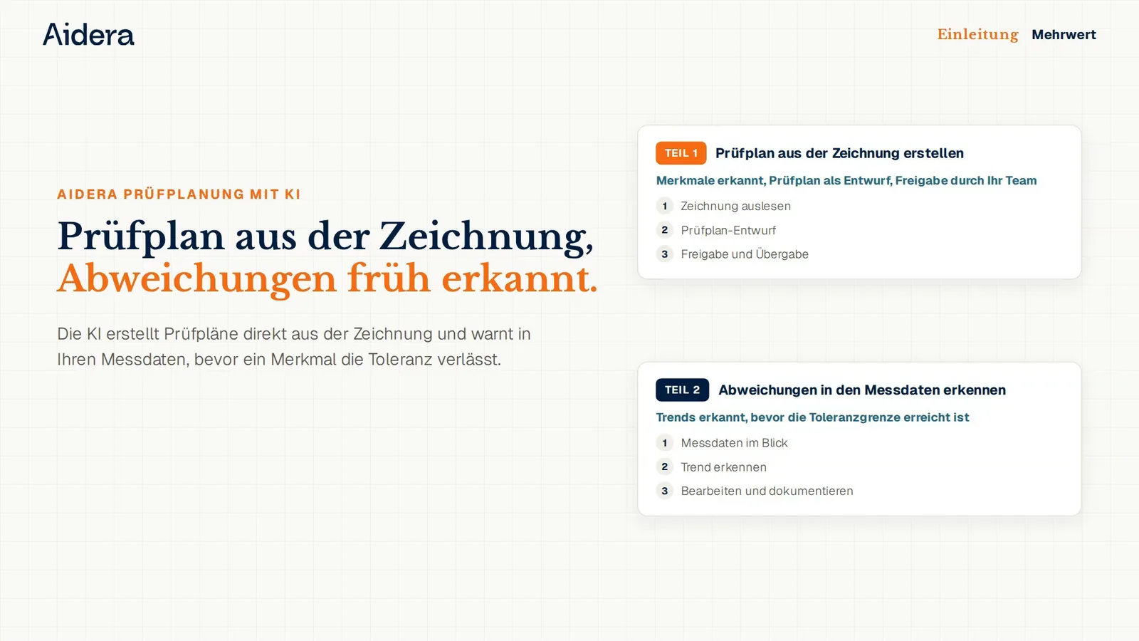 Vorschaubild zum Video Aidera Prüfplanung und Abweichungserkennung mit KI